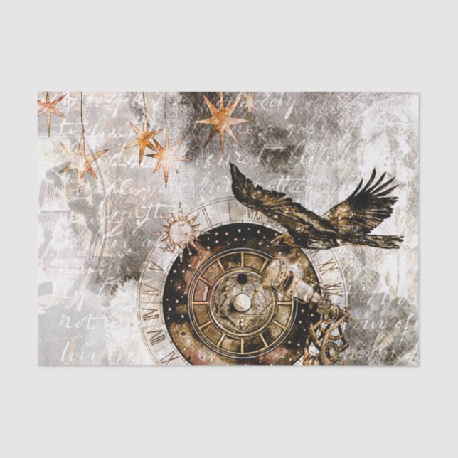 Vintage Botanical Retro Victorian Aged Tissue Paper (Front)