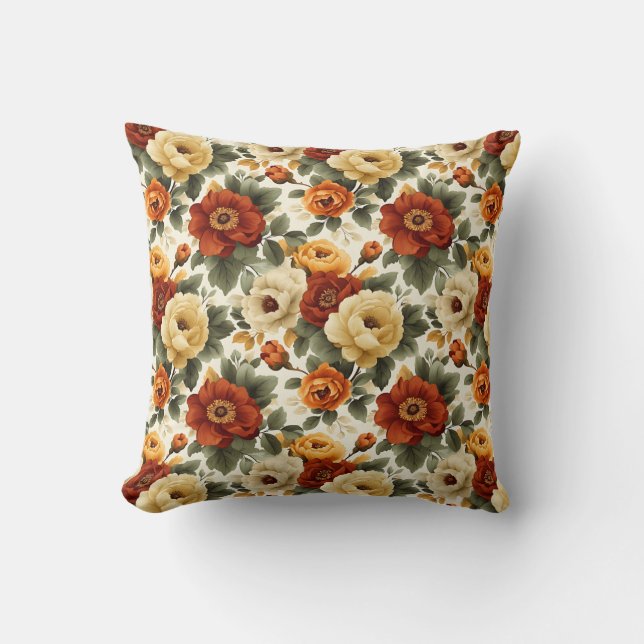 Vintage Botanical Romantic Chic Floral Stylish Cushion (Front)