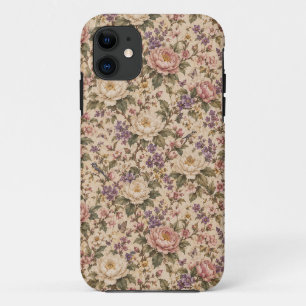 Vintage Botanical Rose Garden & Butterfly Pattern iPhone 11 Case