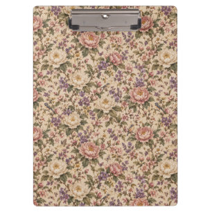 Vintage Botanical Rose Garden & Butterfly Pattern Clipboard