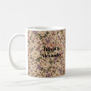 Vintage Botanical Rose Garden & Butterfly Pattern Coffee Mug