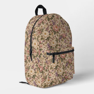 Vintage Botanical Rose Garden & Butterfly Pattern Printed Backpack