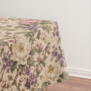 Vintage Botanical Rose Garden & Butterfly Pattern Tablecloth