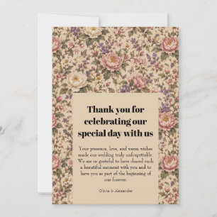 Vintage Botanical Rose Garden & Butterfly Pattern Thank You Card