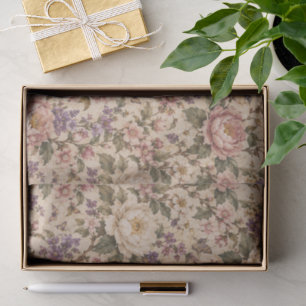 Vintage Botanical Rose Garden & Butterfly Pattern Tissue Paper