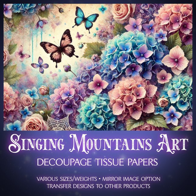 Vintage Botanical Roses Butterflies Decoupage  Tissue Paper (Creator Uploaded)