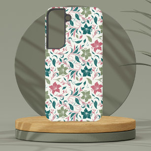 Vintage Botanical Sage & Rose-Pink Matte Floral Samsung Galaxy Case