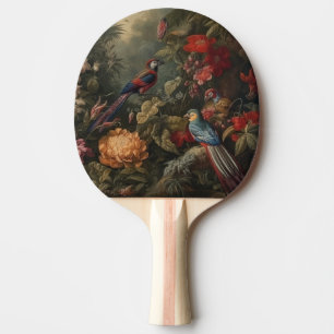 Vintage botanical scene birds flowers in paradise ping pong paddle