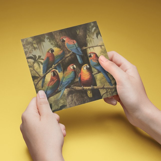 Vintage botanical scene colourful parrots in a tre (Creator Uploaded)