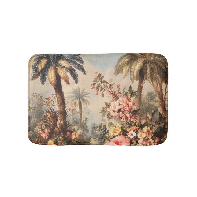 Vintage Botanical Scene with Palms Bath Mat (Front)