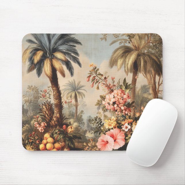 Vintage Botanical Scene with Palms Mouse Pad (With Mouse)