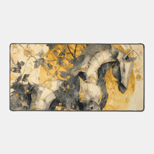 Vintage Botanical Spirit White Horse Floral Vines Desk Mat