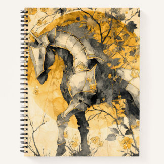 Vintage Botanical Spirit White Horse Floral Vines Notebook