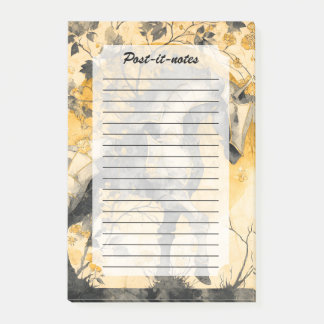 Vintage Botanical Spirit White Horse Floral Vines Post-it Notes