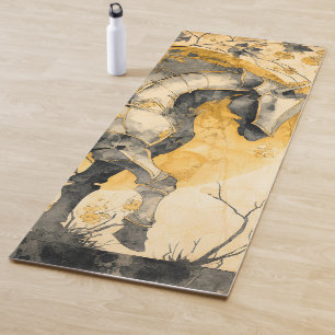 Vintage Botanical Spirit White Horse Floral Vines Yoga Mat
