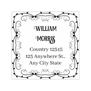 Vintage Botanical Square Custom Address Stamp