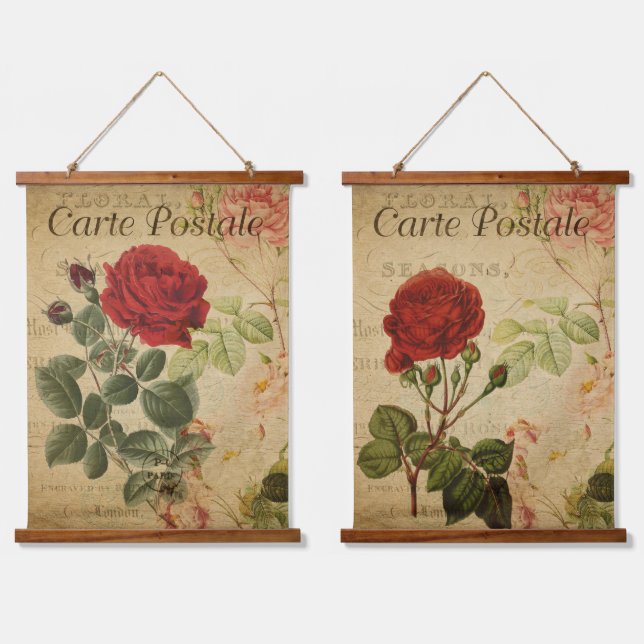 Vintage Botanical Tapestries - Red Rose Pair (Double)
