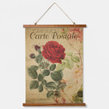Vintage Botanical Tapestry - French Red Rose