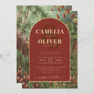 Vintage Botanical Terracotta Florals Arch WEDDING Invitation