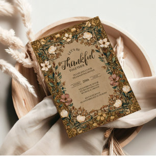 Vintage Botanical Thanksgiving Celebration Invitation