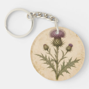 Vintage Botanical Thistle Key Ring