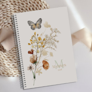 Vintage Botanical Tiny Floral Monogram Planner