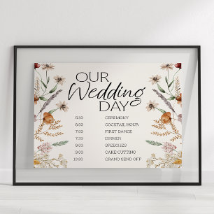 Vintage Botanical Tiny Floral Wedding Schedule Poster