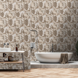 Vintage Botanical Toile Wallpaper