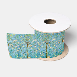 Vintage Botanical Tree of Life with Birds Satin Ribbon