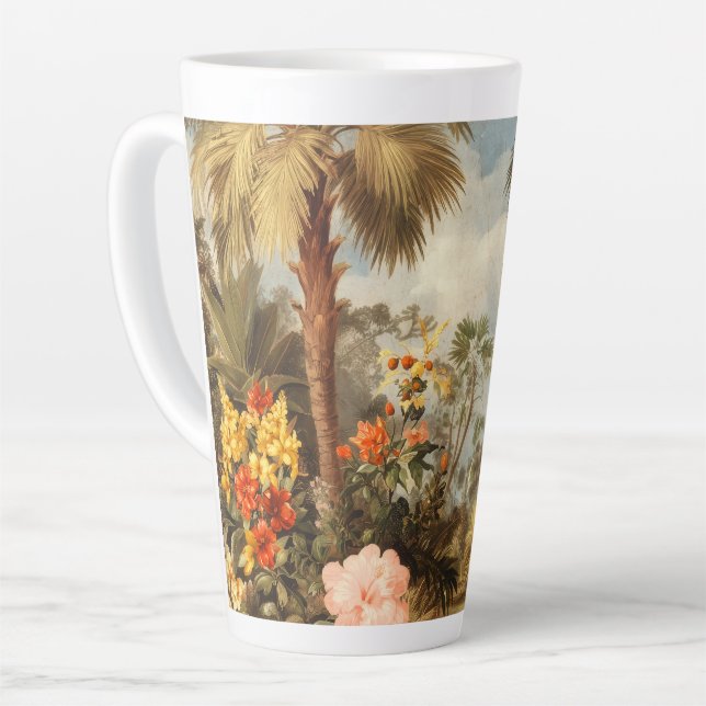 Vintage Botanical Tropical Palms Latte Mug (Left Angle)