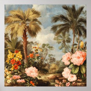 Vintage Botanical Tropical Palms Poster