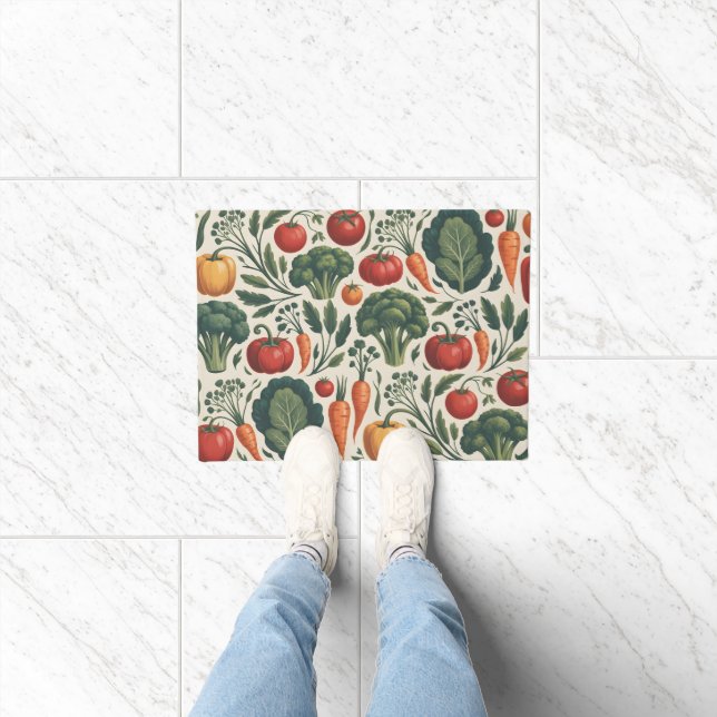 Vintage Botanical Vegetable Garden Pattern Doormat (Indoor)