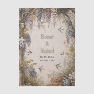 Vintage Botanical Wedding Arch with Custom Text Tissue Paper