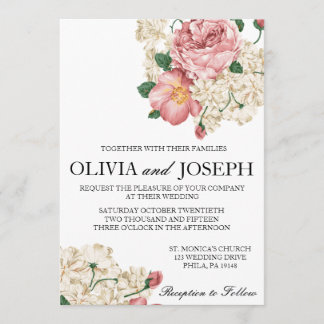 Vintage Botanical Wedding Invitation