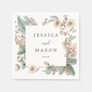 Vintage Botanical Wedding Napkin Cocktail Napkin