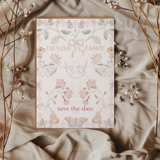 Vintage Botanical Wedding Save the Date Overlay Vellum Invitations