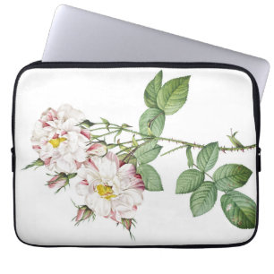 Vintage Botanical White and Pink Rose  Laptop Sleeve