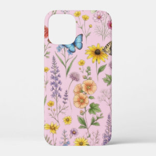 Vintage Botanical Wildflower & Butterfly Pattern iPhone 12 Mini Case