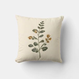 Vintage Botanical Wildflower Sage Mustard Cream Cushion