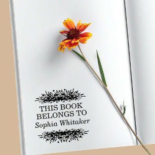 Vintage Botanical Wildflower This Book Belongs To  Rubber Stamp