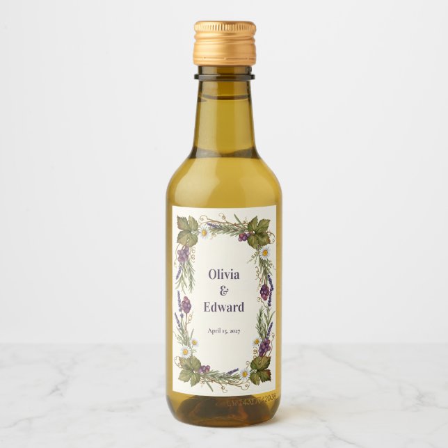 Vintage Botanical Wine Vine Border Label (Front)