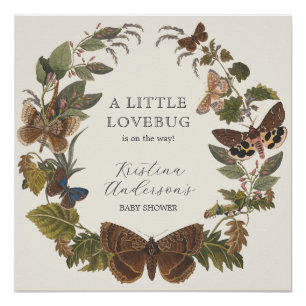 Vintage Botanical Woodland Baby Shower Welcome Poster