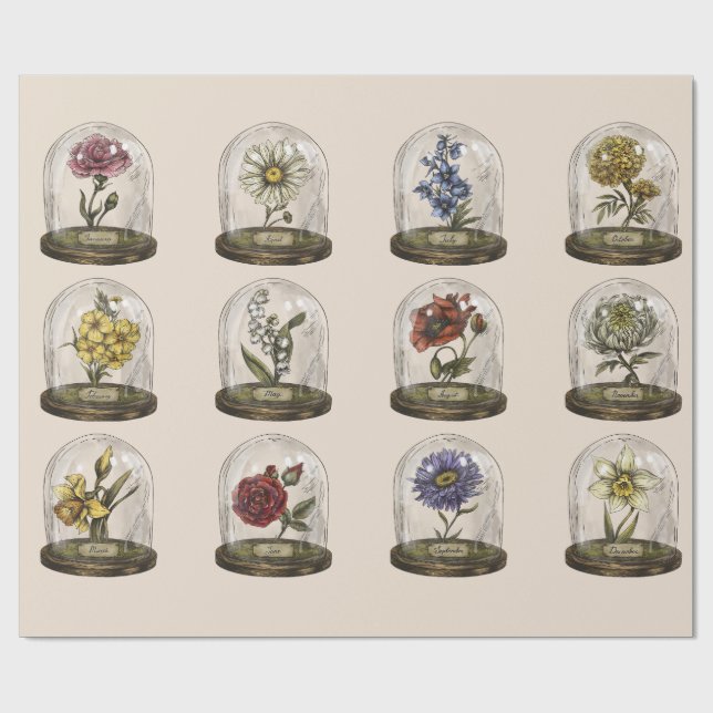 Vintage Botanical Wrapping Paper (Flat)
