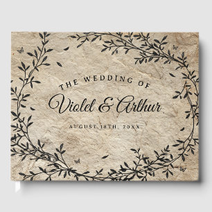 Vintage Botanical Wreath Wedding Guest Book