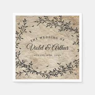 Vintage Botanical Wreath Wedding Napkin