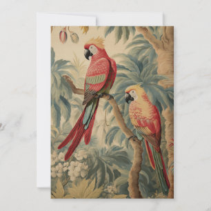 Vintage Botanicals and Parrots Antique Painting
