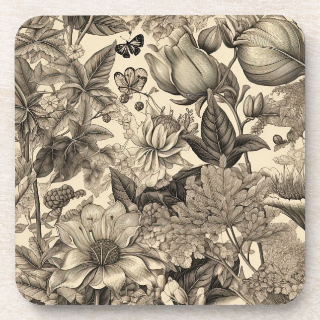 Vintage Botanicals Sephia Coaster (Front)
