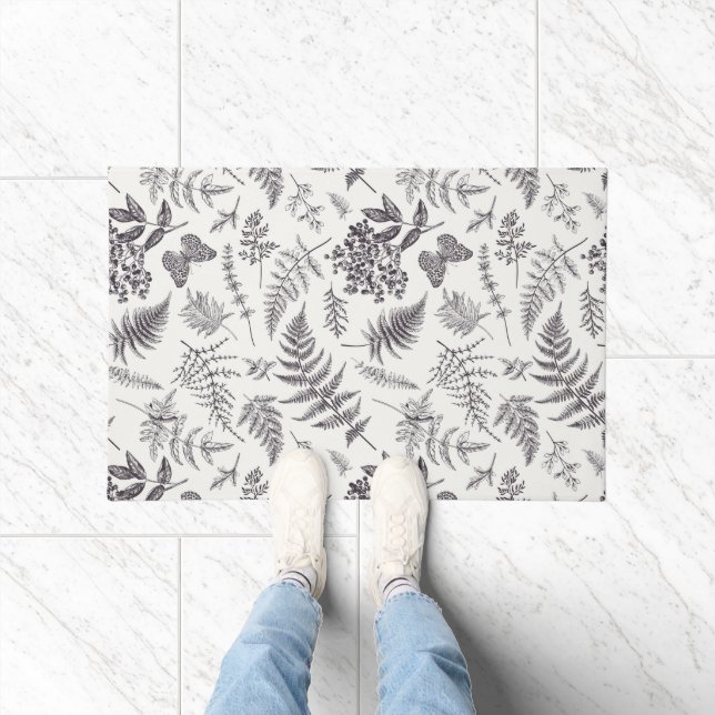 Vintage Botany & Butterfly Pattern Doormat (Indoor)
