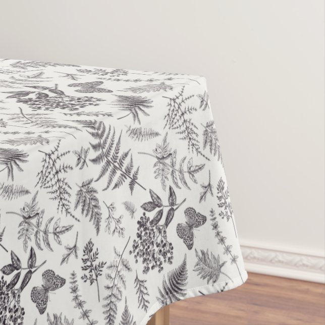 Vintage Botany & Butterfly Pattern Tablecloth (In Situ)