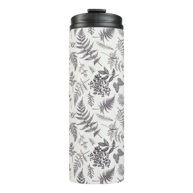 Vintage Botany & Butterfly Pattern Thermal Tumbler (Front)